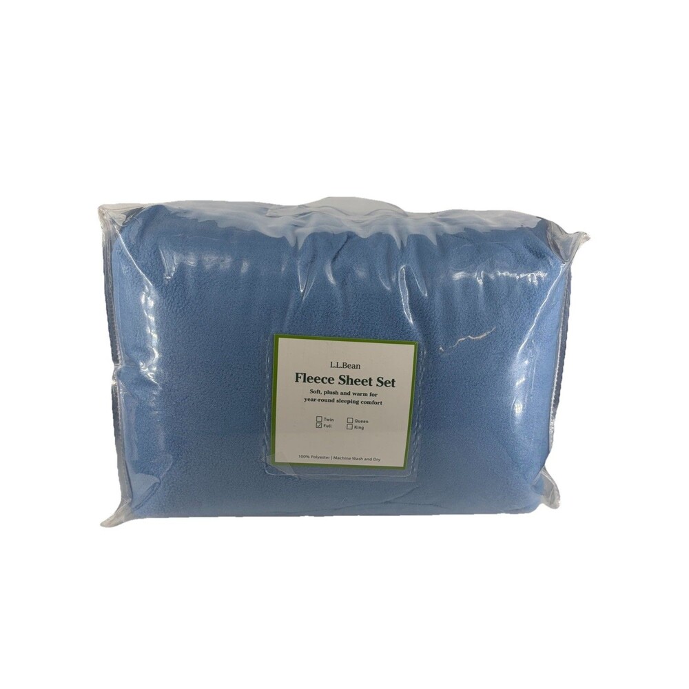 L.L. BEAN FLEECE SHEET SET Full Size Soft Blue. 4 Pcs. NEW.